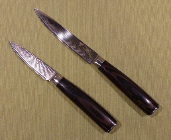 Gräwe Damastmesser-Set 3-tlg. mit 2 Damastmessern (23,5 und 19,5 cm) und Wetzstein