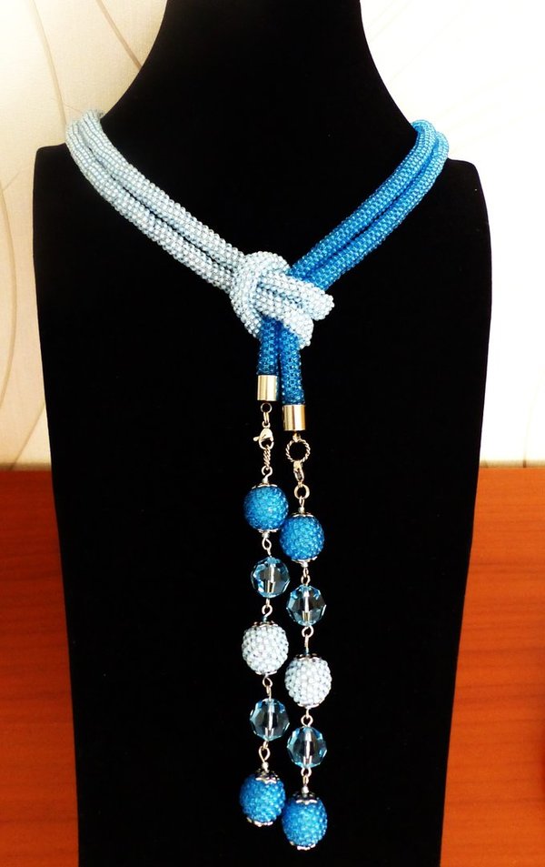 005_Lariat-Halskette, Lasso-Halskette hellblau-aquamarine, handmade